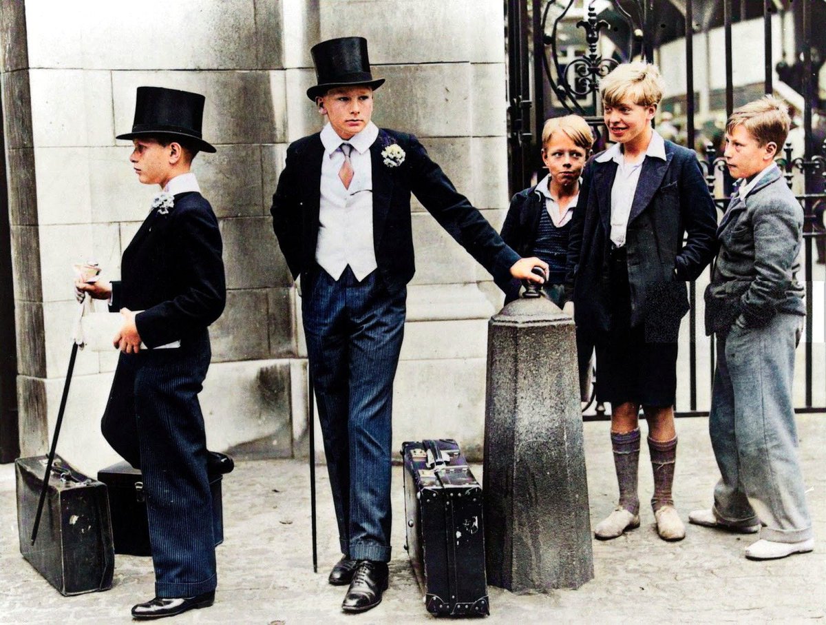 Five boys who came to illustrate the class divide of pre-war Britain in 1937.