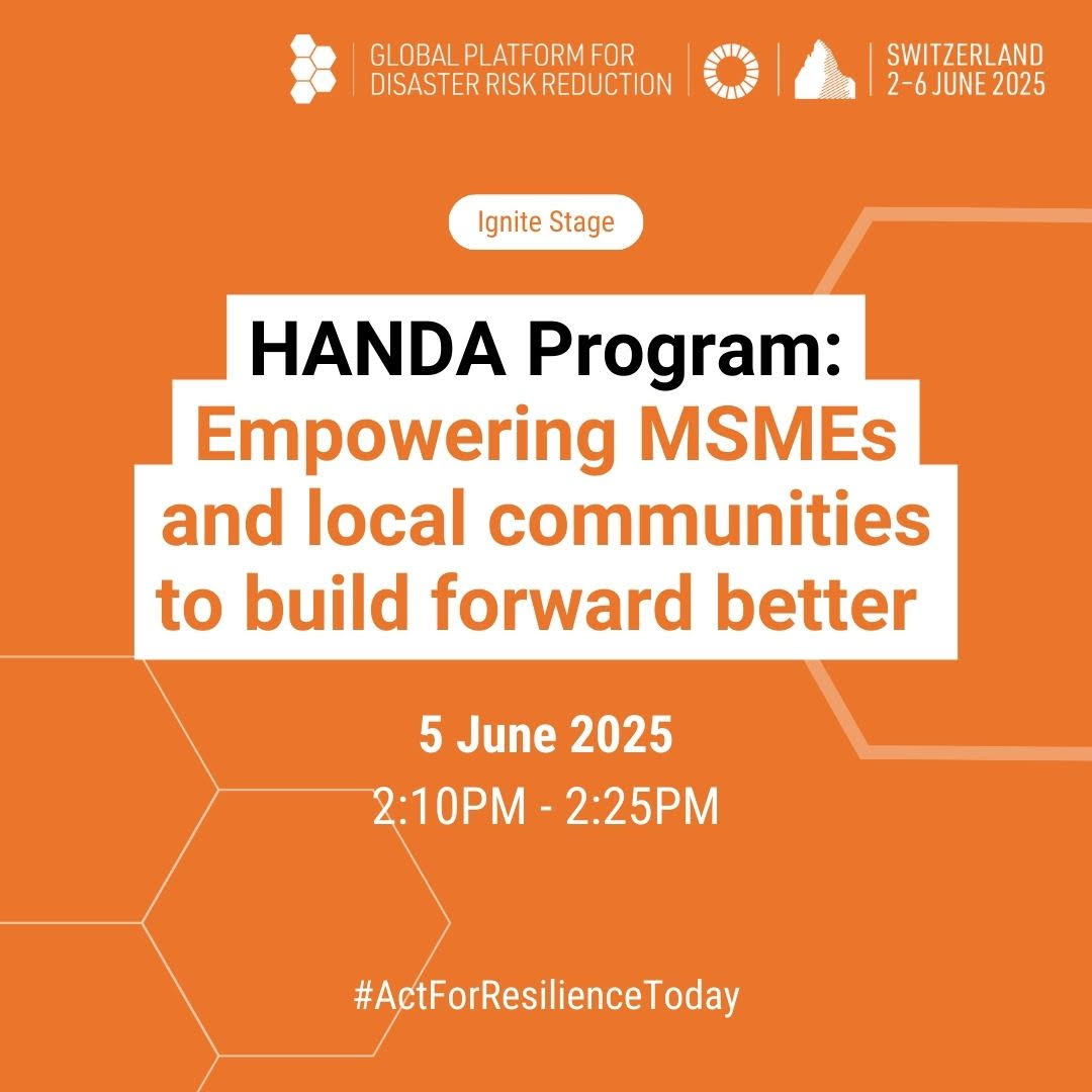 ARISE Philippines Member, Ms. Joanna Rose T. Laddaran of <a href="/UPISSI/">UP ISSI</a> takes the Ignite Stage at the Global Platform for Disaster Risk Reduction 2025 in Geneva, Switzerland today, 5 June 2025 — sharing how the UP ISSI empowers MSMEs and local communities to build forward better.