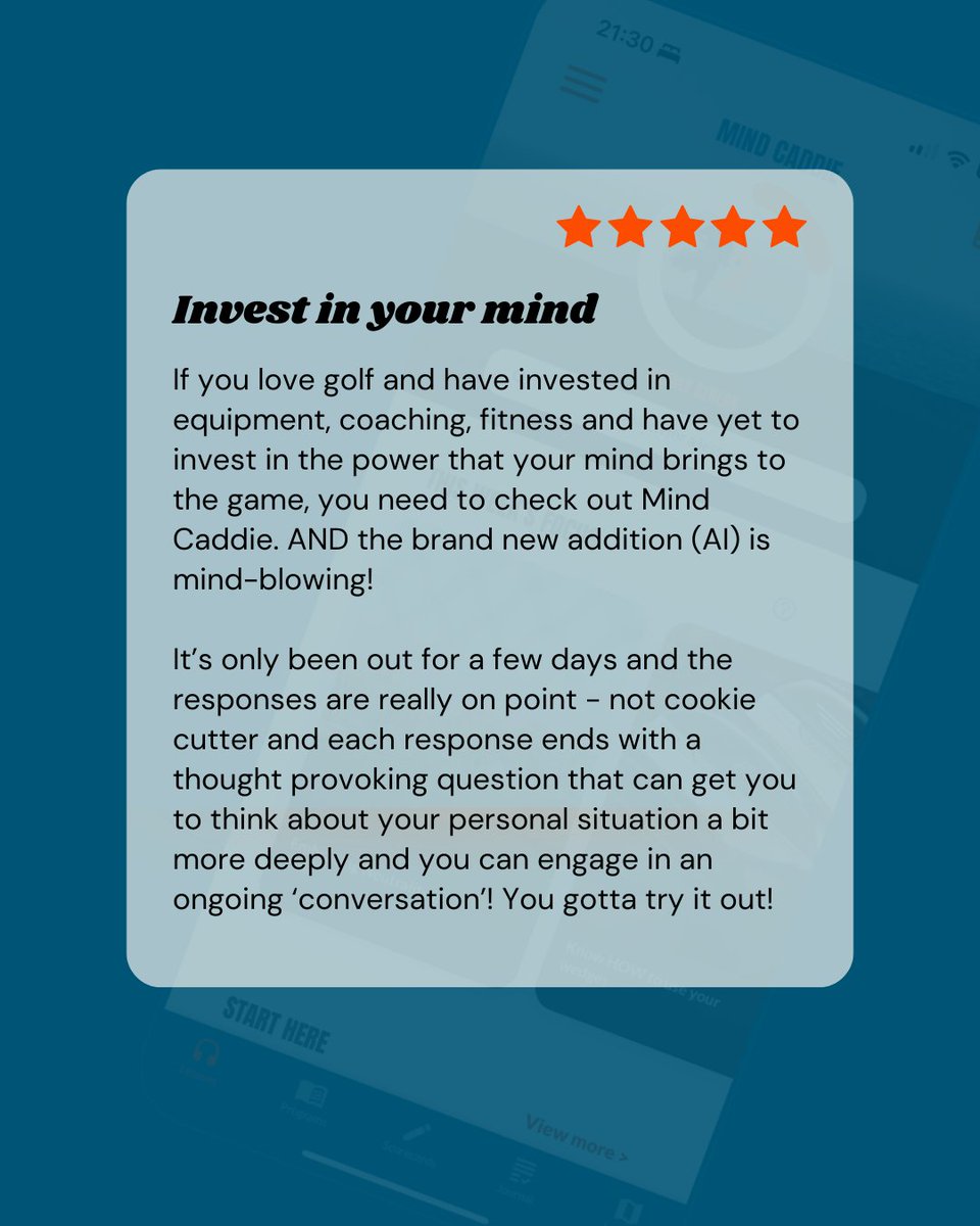 Thank you for another  5* app store review  
#mentalgolf #mindgolf #karlmorris #mindcaddie #golfpsychologist
