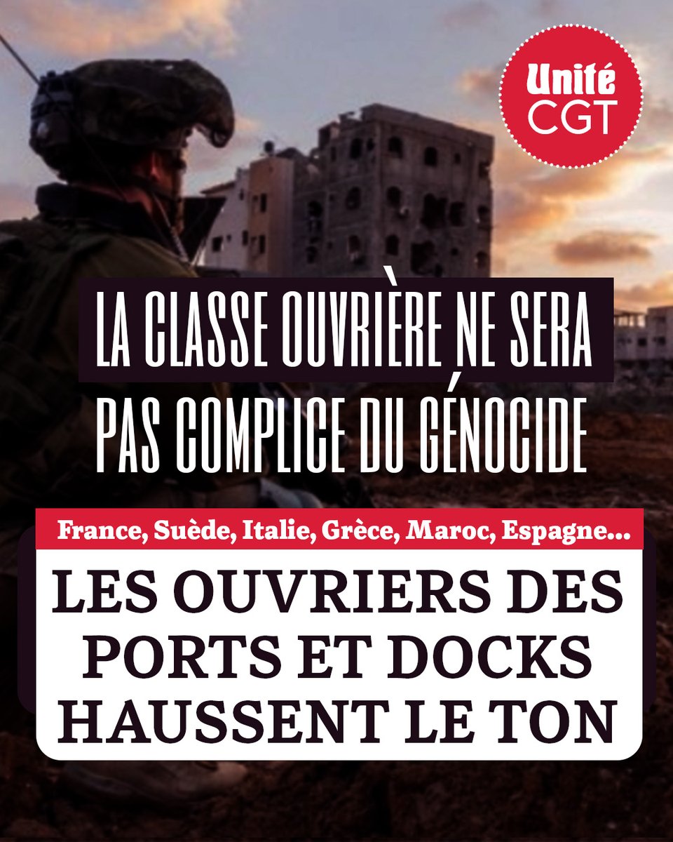 UniteCGT's tweet image. Les Ouvriers des Ports et Docks haussent le ton contre le Génocide à Gaza ! ✊🇵🇸
> France, Espagne, Maroc, Suède, Grèce, Italie... : tour d'horizon d'un soulèvement ouvrier contre l'épuration ethnique organisée par le régime de Tel Aviv en Palestine
>> tinyurl.com/347wnynd