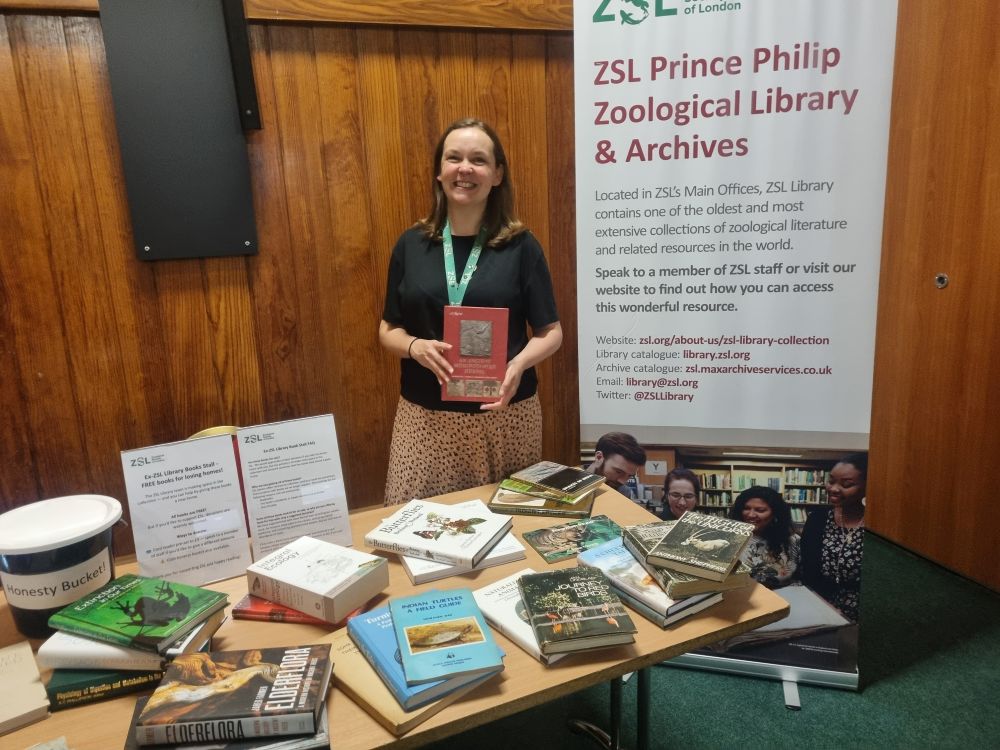Are you attending today's Fellowship Conference? Do call at our stall in the Huxley before 1.45pm and pick up a bargain, chat about ZSL's bicentenary or simply to say "hello" to Emma 📚
Sign-up for our engagement sessions at 2pm or 3pm
The Library will also be open 11am to 4pm.
