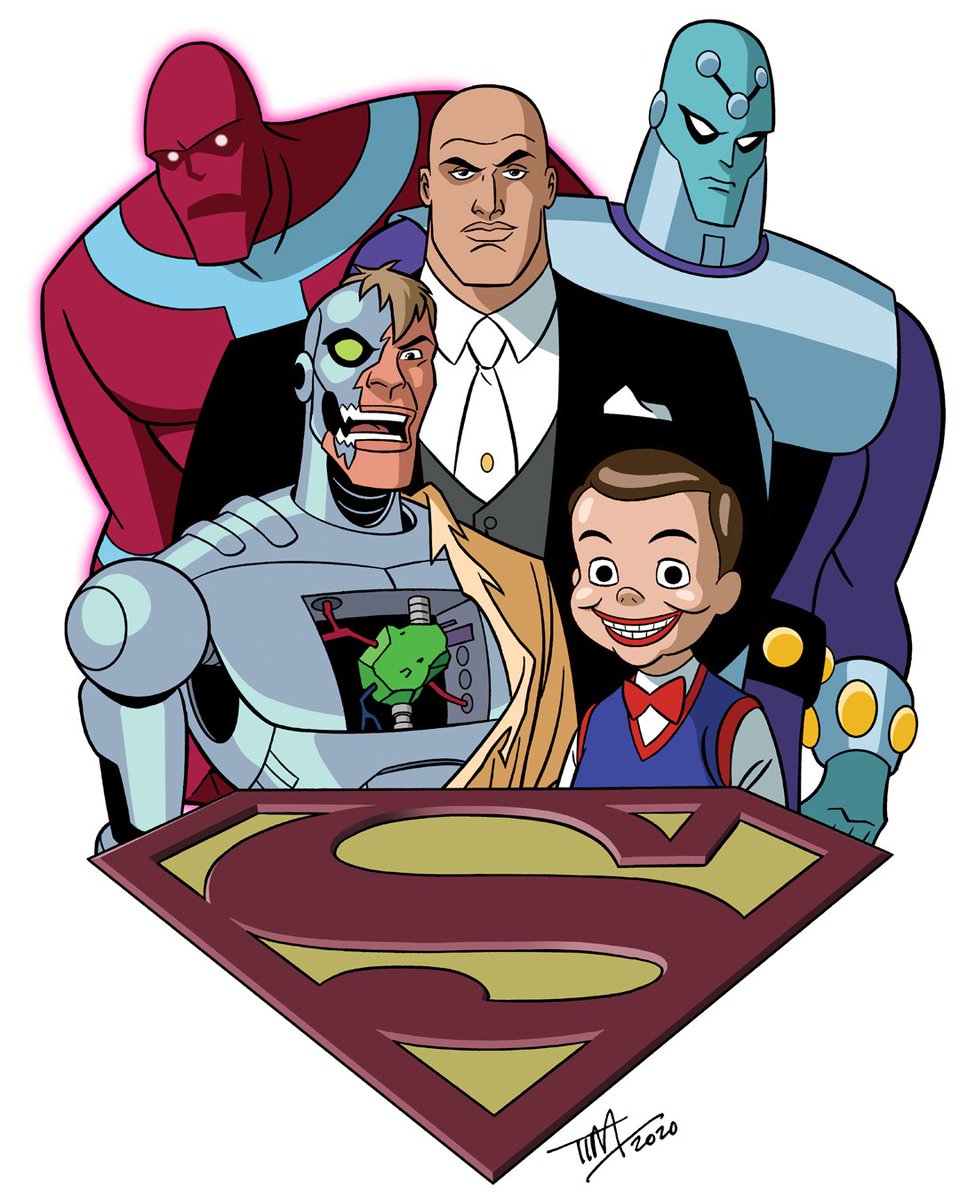 SupAnimatedPod's tweet photo. More amazing artwork by #timlevins with of our villians from Superman: The Animated Series #LexLuthor #Brainiac #Parasite #Metallo #Toyman https://t.co/tNXn0FSmZl