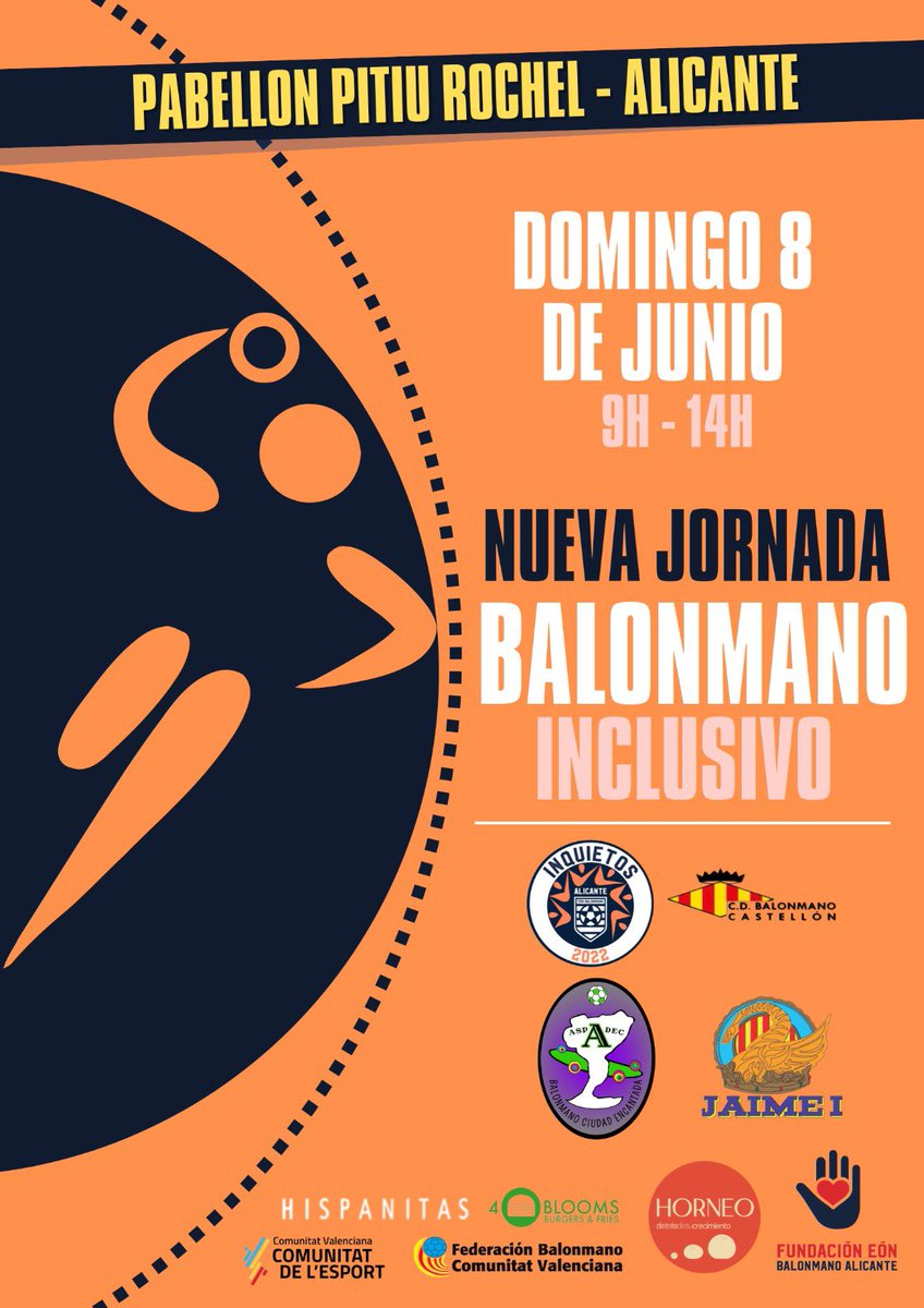 🧡𝗕𝗮𝗹𝗼𝗻𝗺𝗮𝗻𝗼 𝗶𝗻𝗰𝗹𝘂𝘀𝗶𝘃𝗼

🤾🏻‍♂️El Pitiu Rochel será testigo este domingo de una nueva jornada de balonmano inclusivo. 

🔗Toda la información: eonalicante.com/2025/06/06/nue…

#HORNEOEónHispanitasInquietos
