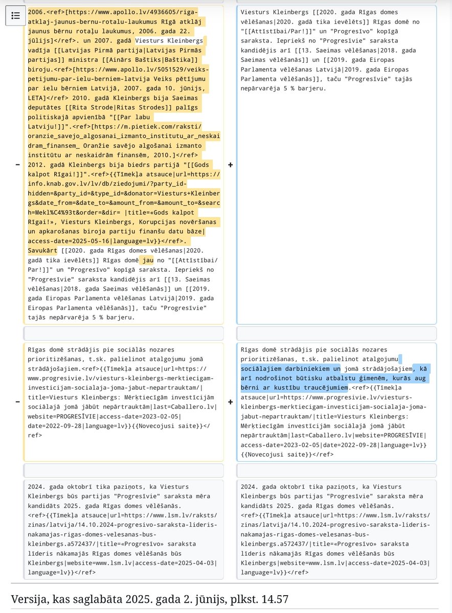 ‼️Iepriekšējās nobalsošanas pirmajā dienā, 2. jūnijā plkst. 14.57 no IP adreses 159.148.23.195 Vikipēdijas šķirklī VIESTURS KLEINBERGS dzēsta saistība ar Šlesera, Šķēles, LPSR VDK Savicka un Ameriks politiskajiem spēkiem. Publicēju šīs IP adreses vēsturi. lv.wikipedia.org/wiki/Special:C…