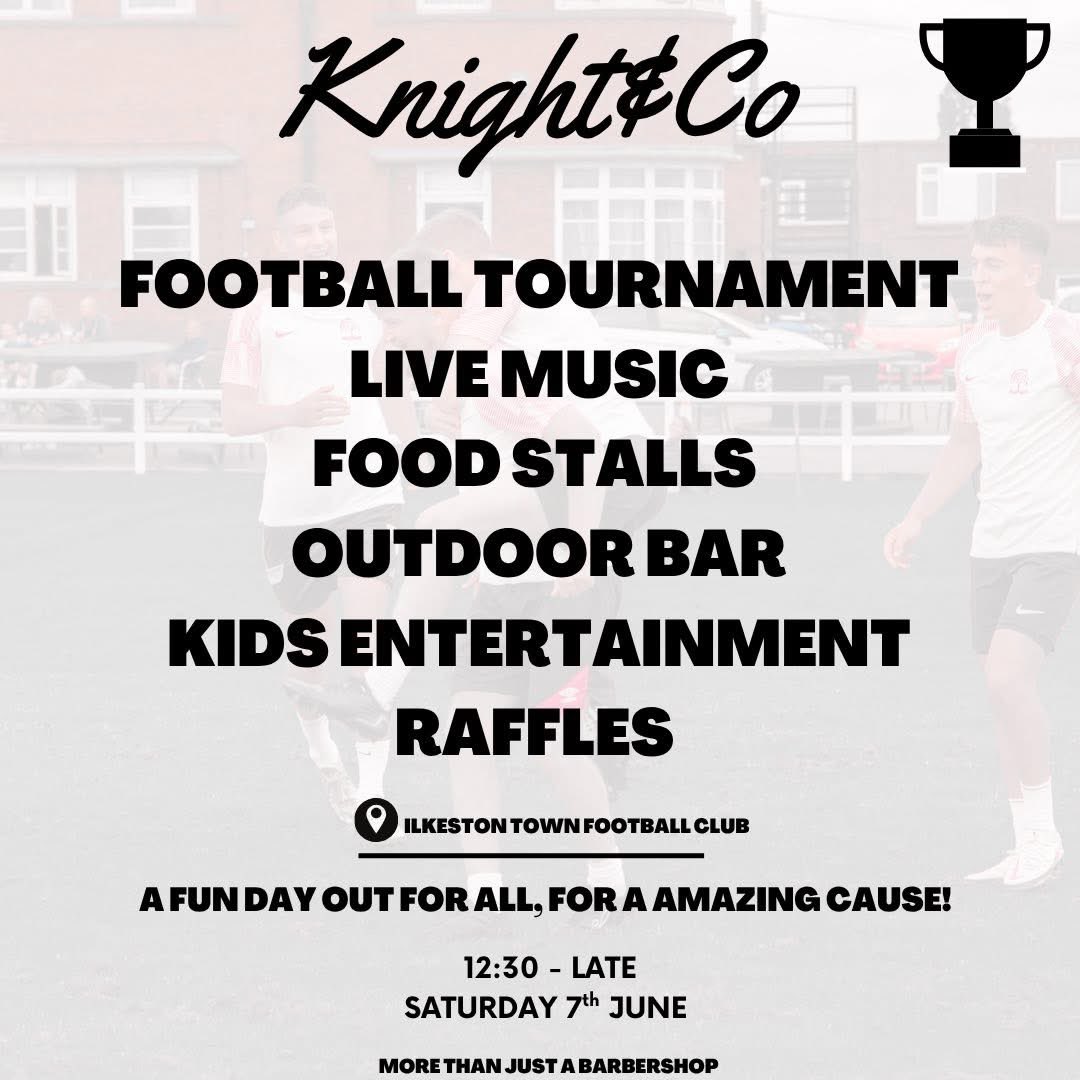 KnightandCoFC's tweet image. IT’S TOURNAMENT DAY! Doors at @ilkestontown_fc will open for 12:30 and our first set of games kick off at 1pm, so make sure you are pitch side with a drink nice and early. Tickets for the raffle are still available and the prize lists still growing. Scan the QR code for tickets!