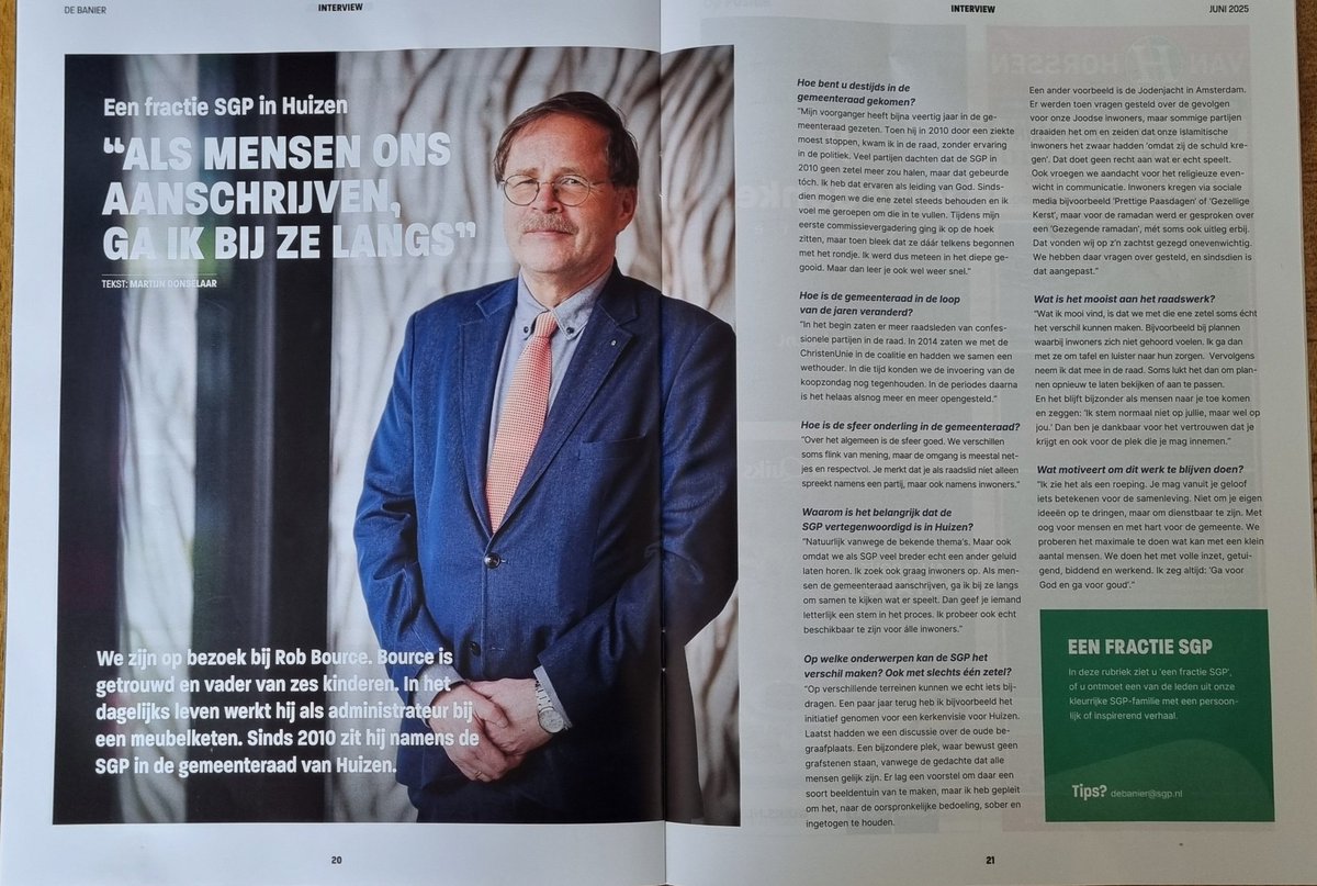 Raadslid Rob Bource voor de Gemeente #Huizen namens de <a href="/SGPnieuws/">SGP</a> in de #DeBanier