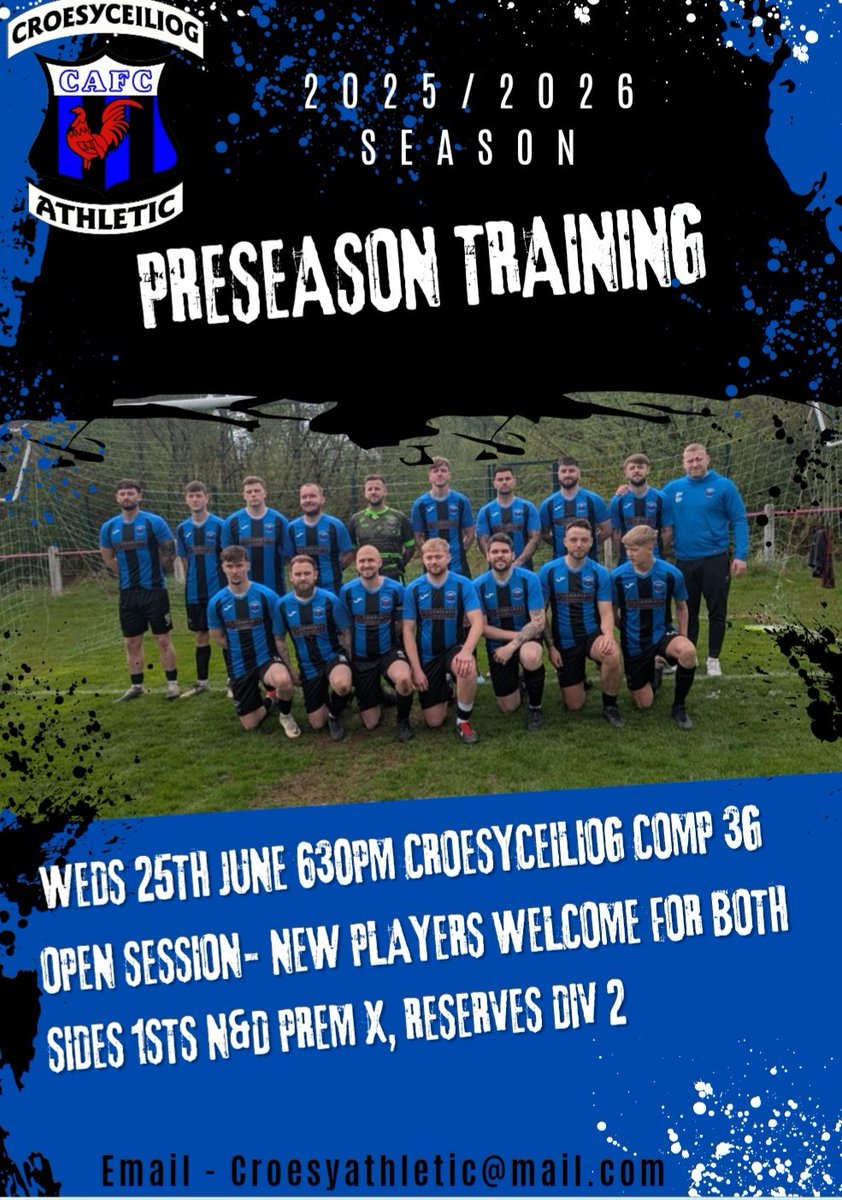 Pre Season Training.

Looking for a change ?or want to get back in to playing, after a good few years of growth we are recruiting players for both sides to kick on again.