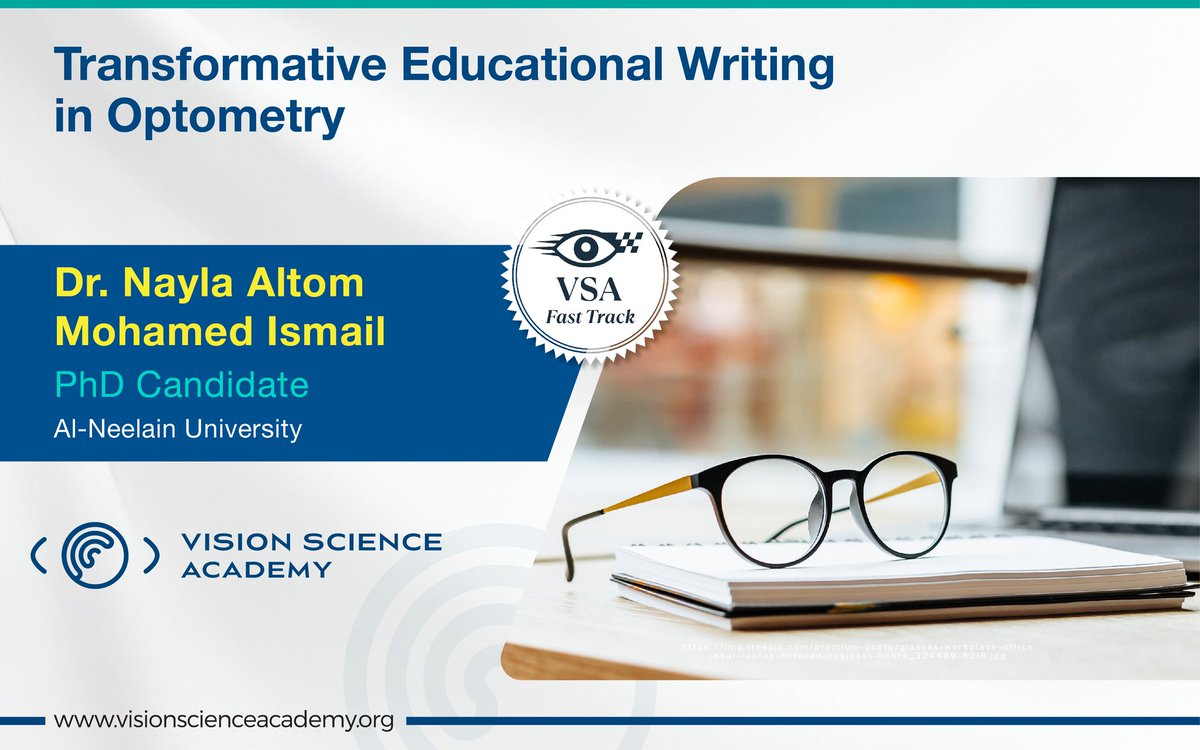 science_vision's tweet image. Transformative Educational Writing in Optometry

Author: Dr. Nayla Altom Mohamed Ismail
PhD Candidate
Al-Neelain University

Read the article here: visionscienceacademy.org/transformative…

#OptometryMatters #VisionCare #ClinicalOptometry #EyeCareProfessionals #OptometristLife #VisionScience
