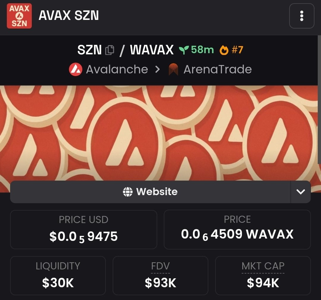 The Pitch Man (@the_pitch_man) on Twitter photo #Avax #AVAX #avalanche
$SZN
MC: 95K
ca: 0x5Fd3A9678b3AE7D4Dd43E7c8920beb383C5e260C
Chart: dexscreener.com/avalanche/0x7fโฆ
Dev: <a href="/snapsnocaps/">snaps ๐ฌ</a> #Avax #AVAX #avalanche
$SZN
MC: 95K
ca: 0x5Fd3A9678b3AE7D4Dd43E7c8920beb383C5e260C
Chart: dexscreener.com/avalanche/0x7fโฆ
Dev: <a href="/snapsnocaps/">snaps ๐ฌ</a>