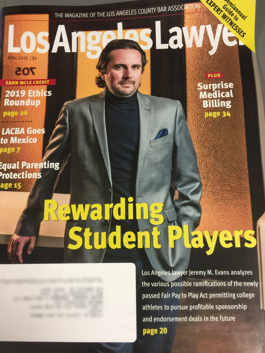 🚨 New Article Alert!

In the latest Los Angeles Lawyer (May/June ’25), I team up with Leigh Steinberg to tackle the NIL &amp; transfer portal chaos in college sports—and why a clear mission statement is overdue.  

📖 Pages 10–13

lalawyer.mydigitalpublication.com/may-june-2025-…

⚖️ #SportsLaw #NIL #NCAA