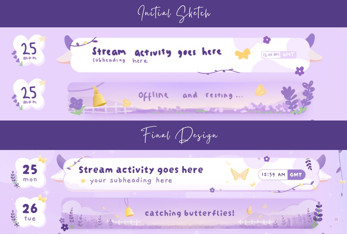 sketch vs. final design 💜