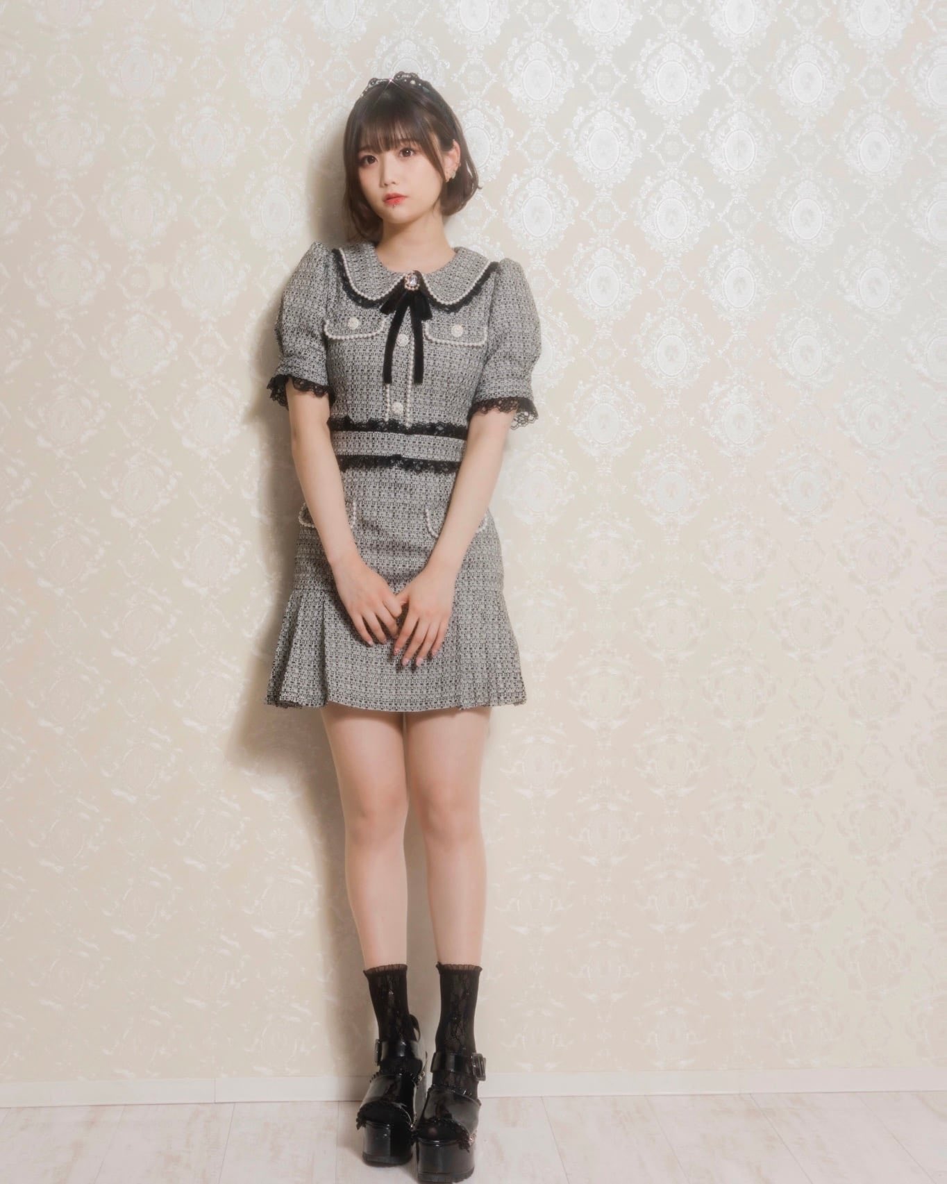 ワンピース ManonTokyo Romantic Tweed Mini OnePiece ManonMimie