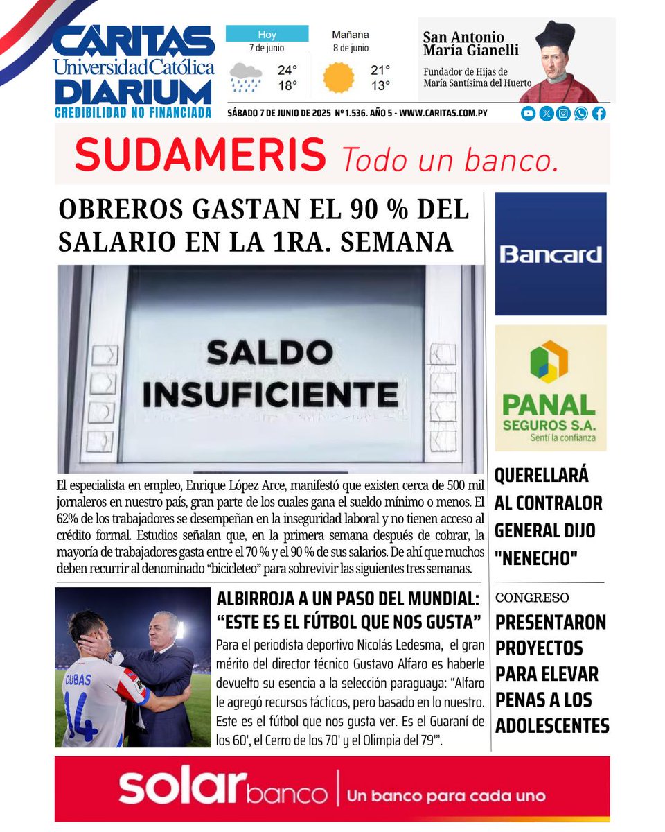 ¡Paz y bien! 🕊️

🗞️ Estos son los títulos de hoy, sábado 7 de junio de 2025

 #680AM