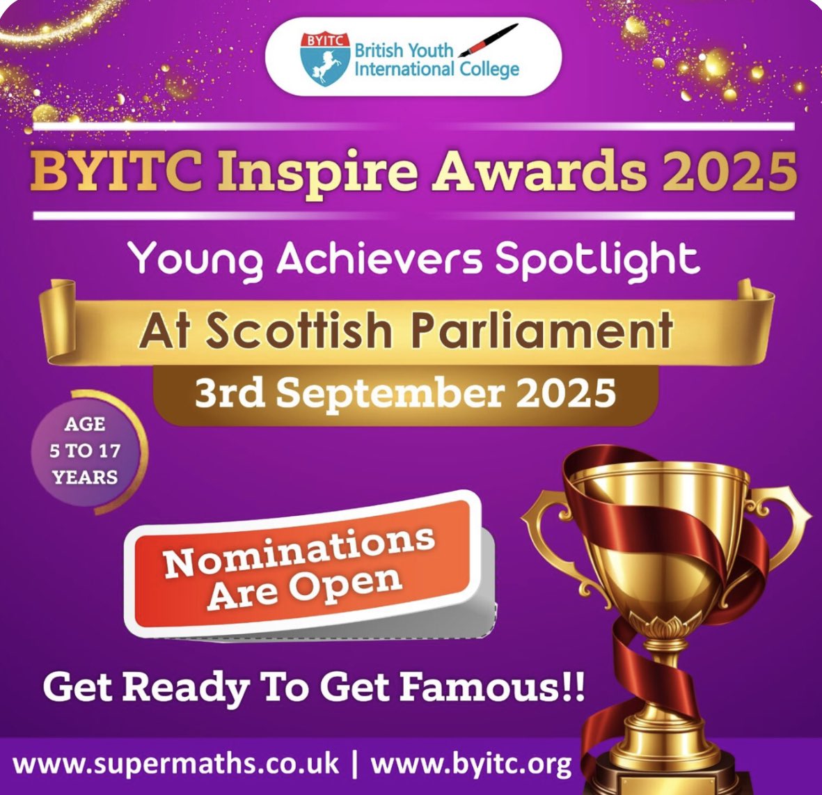 Looking forward to celebrating the hard-work, dedication &amp; creativity of young people from across the UK at the 2025 BYITC Inspire Awards. Thank you to Dr Rashmi Mantri for inviting me to join the judging panel &amp; to present an award at the awards ceremony at Holyrood on 3.9.25.