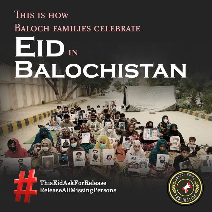This Eid, demand an end to the cruel &amp; inhuman practice of enforced disappearances &amp; extrajudicial killings, &amp; the release of those imprisoned simply for raising their voices.  #ReleaseAllMissingPersons #ReleaseBYCLeaders