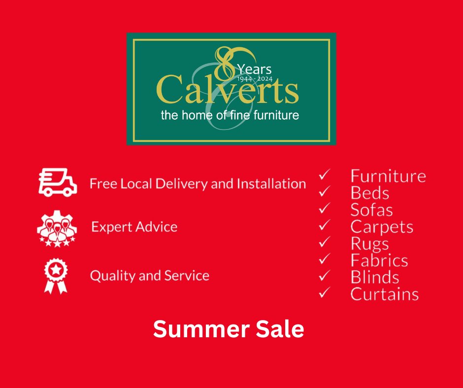 Our Summer Sale starts on Tuesday 10th June 2025.
Discounts throughout the store in all departments.