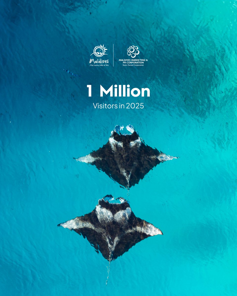 The Maldives has today officially welcomed the 1 millionth tourist for the year 2025!

The fastest that the Maldives has achieved a million tourists in our nation’s history. 

#Maldives #VisitMaldives #SunnySideOfLife