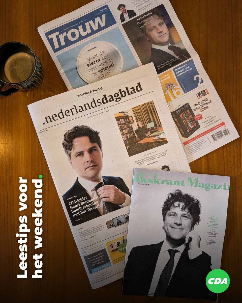 Wat te doen met dit weer? 🌧️
Wij hebben wat leestips! ☕📖

Lees de uitgebreide interviews met <a href="/HenriBontenbal/">Henri Bontenbal</a> in het <a href="/volkskrant/">de Volkskrant</a> Magazine, het <a href="/ndnl/">Nederlands Dagblad</a> en <a href="/trouw/">Trouw</a>: