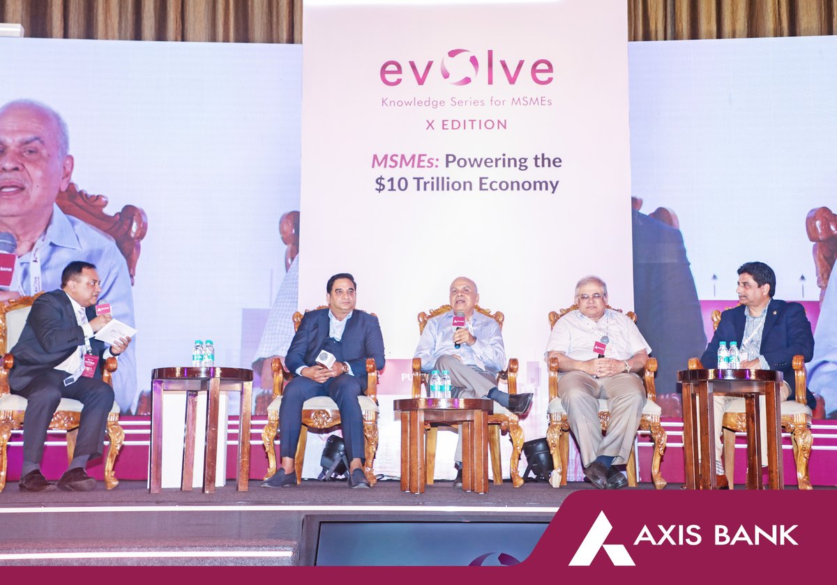Axis Bank (@axisbank) on Twitter photo Evolve returns for its landmark 10th edition with the very first session concluded in Pune. The multi-city knowledge series by Axis Bank aims to connect with MSMEs across 25 Indian cities with the focus this time being on 'MSMEs - Powering the $10 trillion economy'. Stay tuned Evolve returns for its landmark 10th edition with the very first session concluded in Pune. The multi-city knowledge series by Axis Bank aims to connect with MSMEs across 25 Indian cities with the focus this time being on 'MSMEs - Powering the $10 trillion economy'. Stay tuned