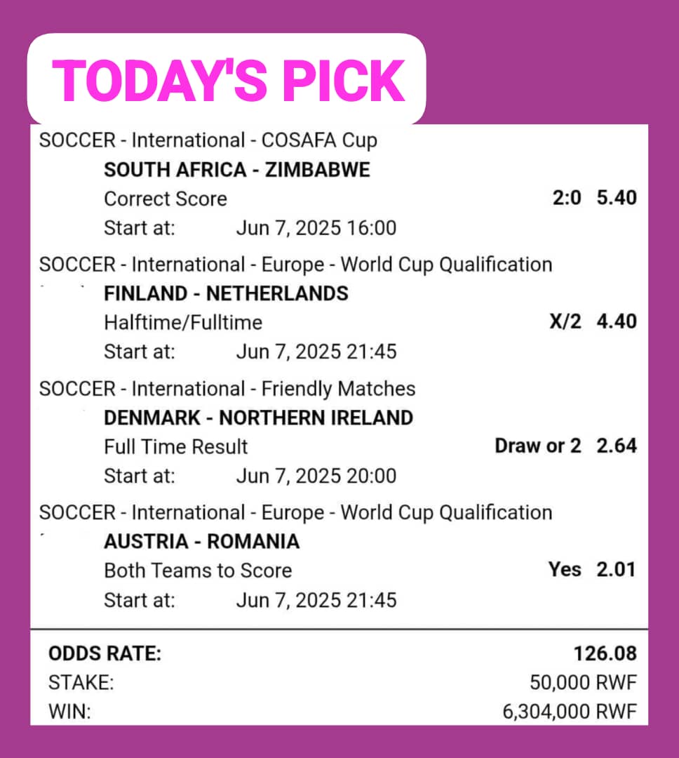 SATURDAY PICK.............
Trials

TOTAL ODDS: 100+🔥
Masavu Melele

BetPAWA:  L4GKP5Z
betpawa.ug/?bookingCode=L…