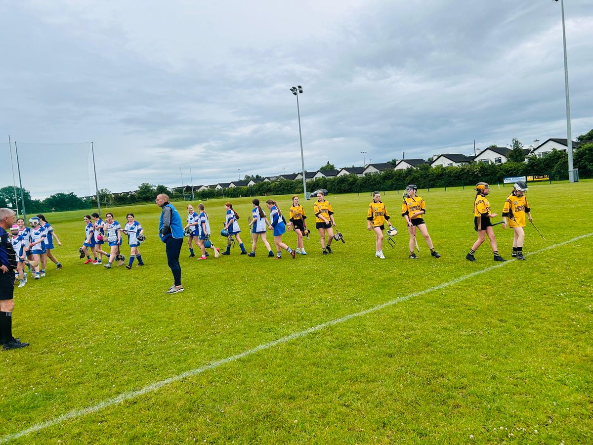 Well done to our under 14 camógs who recorded a victory over the black and amber Myshall army at Carlow Town Hurling and Camogie Club last evening. Well done to the girls and their coaches.