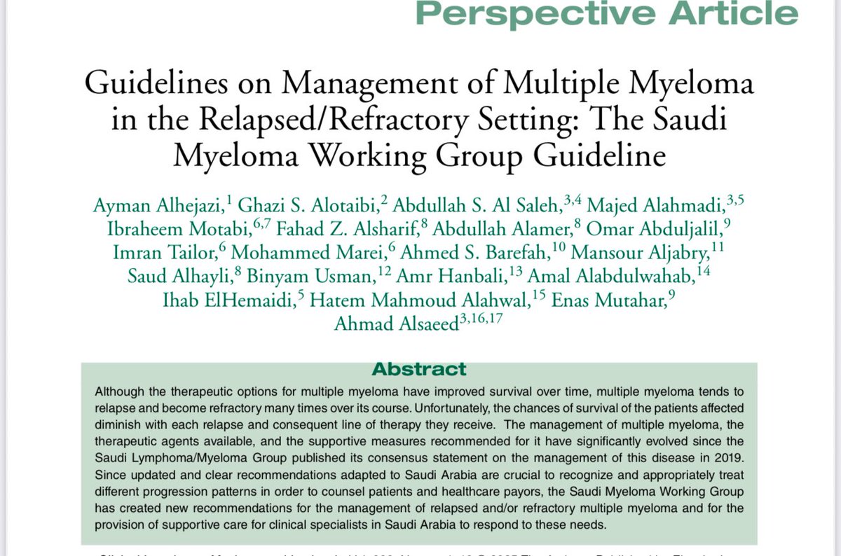 🚨 Just published: The Saudi Myeloma Group Guidelines for Relapsed/Refractory Multiple Myeloma 🇸🇦

tinyurl.com/saudimyeloma
