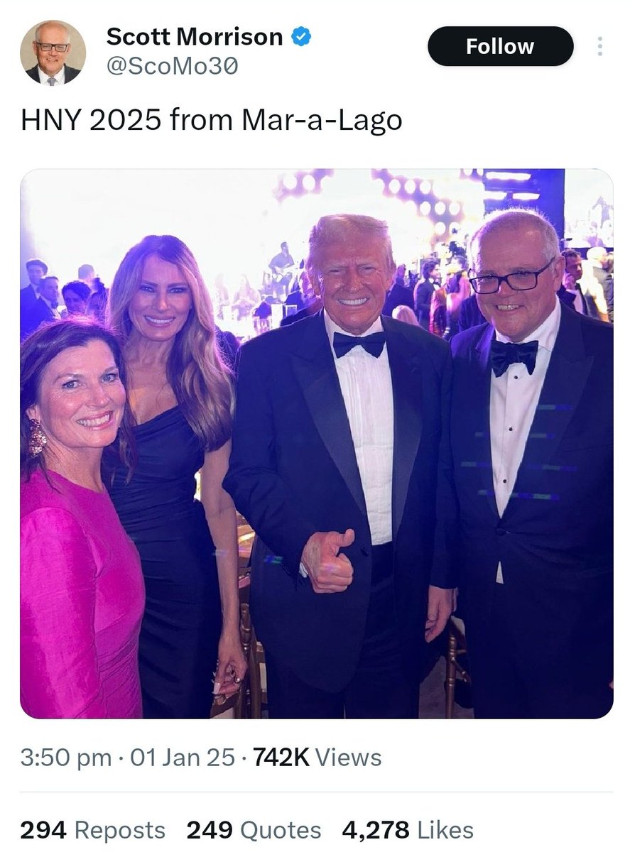 Sahar_A_Writes's tweet photo. Architect of Robodebt. Multiple ministries conman. Shameless ally of convicted felon Trump. Arguably Australia's most brazen political grifter. That Scott Morrison will receive a King's Birthday Honour is a complete mockery of merit. A disgrace no decent person can defend #auspol https://t.co/cf4agmbkGJ