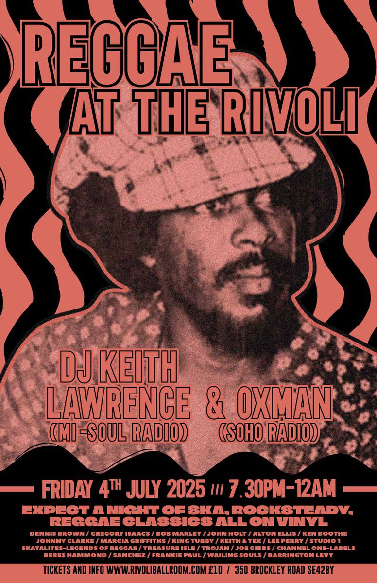 Big respects to all who turned out last night for REGGAE AT THE RIVOLI @rivoliballroom Another top night full of vibes! Next date is Fri 4th July with myself and Oxman. Tickets available at rivoliballroom.com or rock up pay the same tenner otd. Cash only venue.
