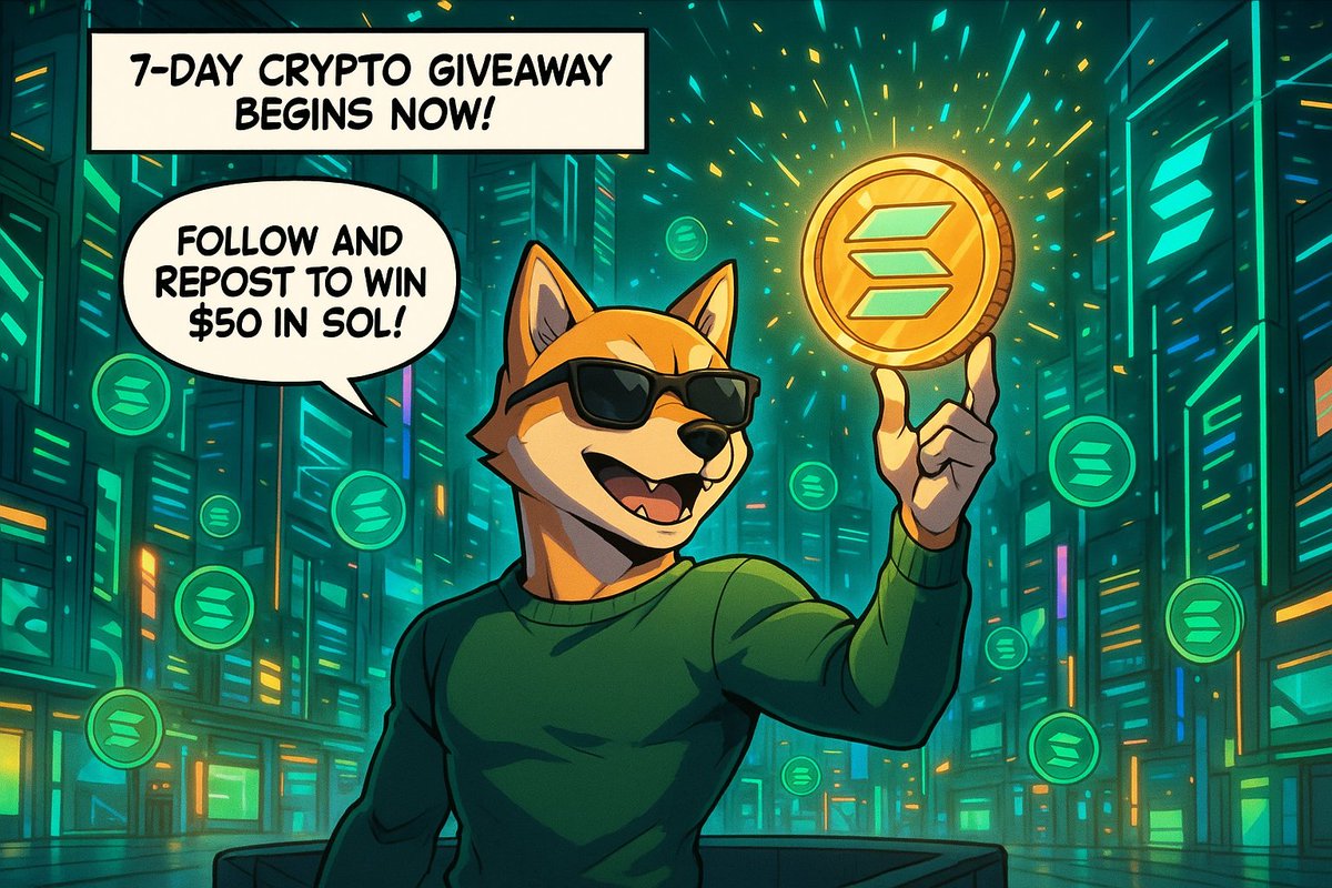 🚨 GIVEAWAY ALERT 🚨
We’re giving away $50 in Solana (0.3 SOL) to one lucky supporter! 🧵

How to enter:

1. Follow us
2. Repost this tweet
3. That’s it!

⏳ Contest ends in 7 days. Winner will be randomly selected and announced here with proof.

Ready to ride the Solana wave? 🌊