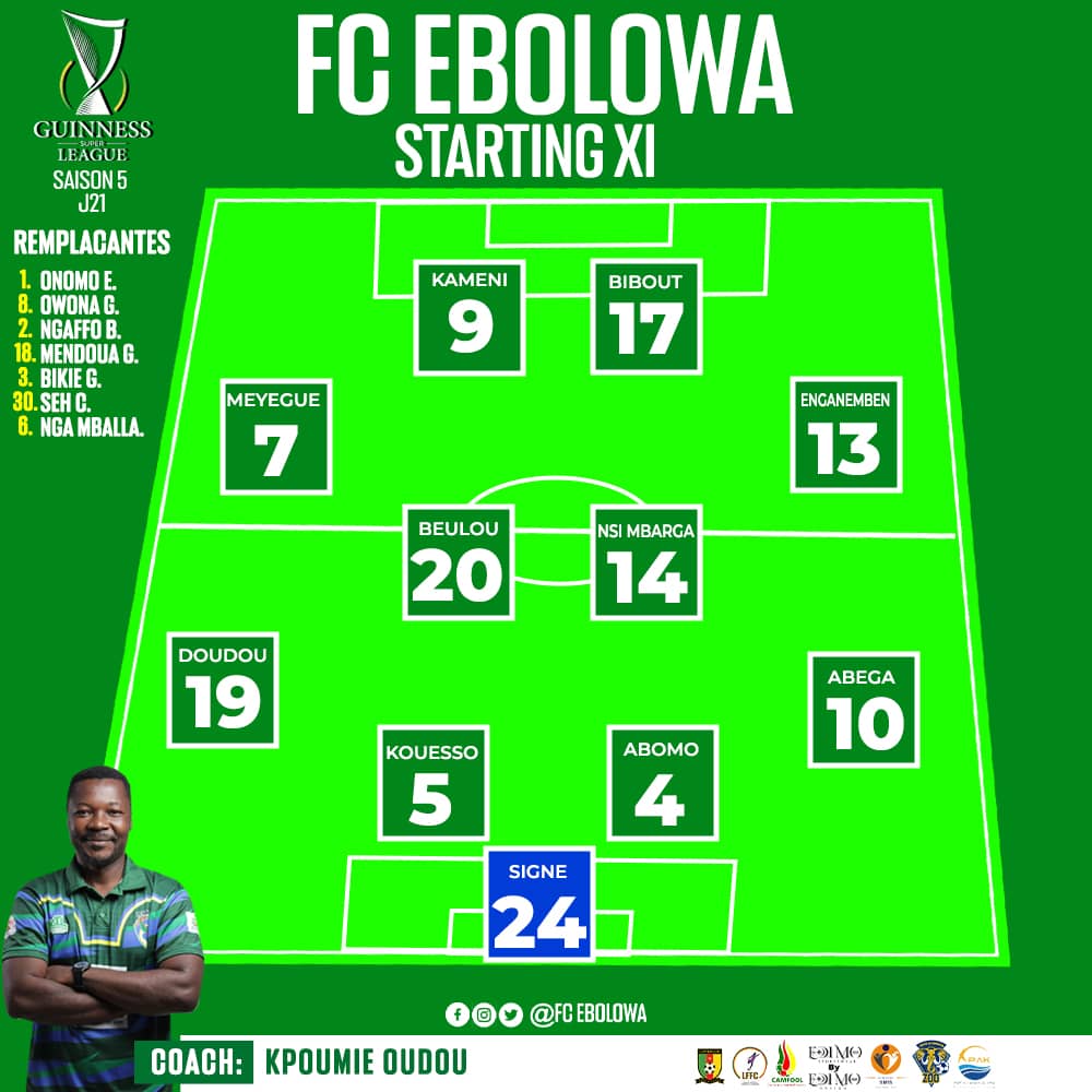 💚💙 STARTING XI

<a href="/GSuper_League/">Guinness Super League</a> 5: MOS EBUMA 21

AFC 🆚 FCE

#WeAreBeNgonYâEbolowoo💚💙
#Champion🇨🇲🏆🥇
#ChampionneHonorifiqueGSL5
#STARTINGXI
#MD21
#AFCFCE
#GSL5 #LFFC #Fecafoot #FootballFeminin #FCE 
<a href="/PortOfKribi/">Port Autonome de Kribi</a>
<a href="/edimosports/">EDIMO Sports</a>   
<a href="/Camfool_/">Camfool Association</a>
#ASMIS 
#EnsembleEcrivonslHistoire