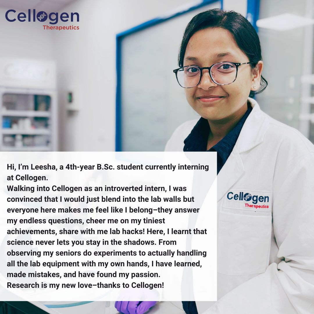 cellogenindia's tweet photo. Meet Leesha Aggarwal, a 4th year https://t.co/Dwe0IRkI1D. student @amityuniversity Noida. She is currently interning with us–-learning and evolving as a scientist everyday. 
We wish her all the best!
#amityuniversitynoida  #ambitious #intern #cellogentherapeutics #teamcellogen https://t.co/w2sHjgi3Qq