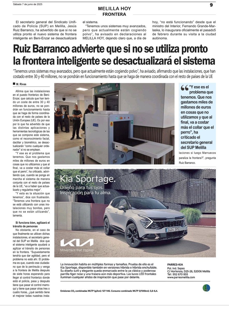 Entrevista a nuestro portavoz y Secretario Gral.  <a href="/jesusRBarranco/">Jesús Ruiz Barranco</a> en el  <a href="/MELILLA_HOY/">PERIÓDICO MELILLA HOY</a> sobre la #Ope2025 de #Melilla🇪🇸 y los problemas problemas que pueden producirse en la frontera de Beni-Enzar.
#SupMayoritario
#SupdefiendeTusDerechos