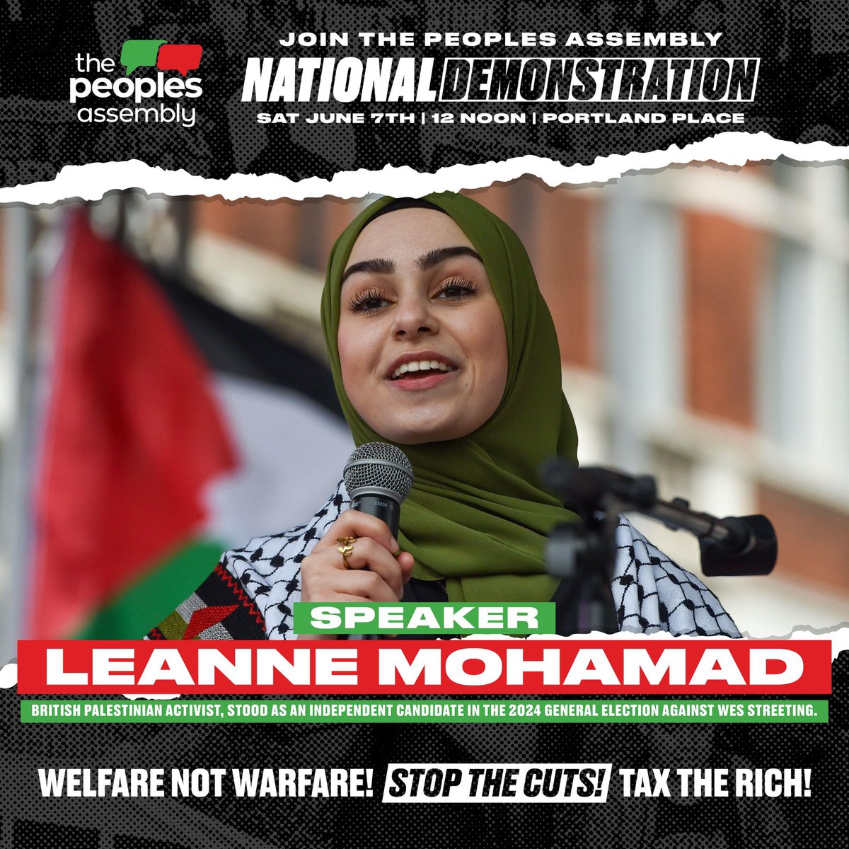 Leanne Mohamad (@leannemohamad) on Twitter photo I will be speaking at the <a href="/pplsassembly/">People's Assembly</a> National Demonstration today. The same political class enabling genocide in Gaza is imposing austerity here. Brutal cuts at home, complicity in atrocities abroad - this isn’t just a moral failure, it’s a political choice. See you soon. I will be speaking at the <a href="/pplsassembly/">People's Assembly</a> National Demonstration today. The same political class enabling genocide in Gaza is imposing austerity here. Brutal cuts at home, complicity in atrocities abroad - this isn’t just a moral failure, it’s a political choice. See you soon.