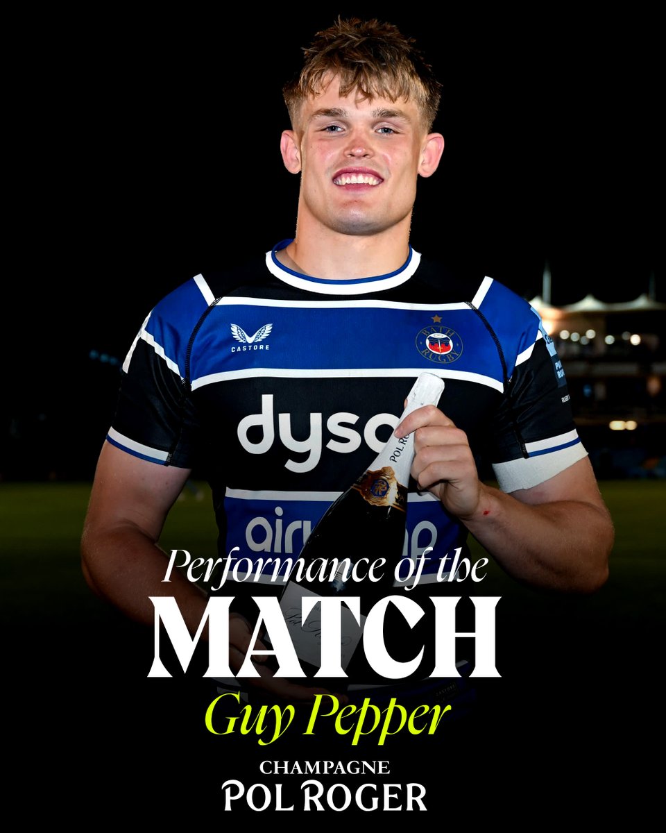 Yesterday's Pol Roger Performance of the match was none other than Guy Pepper 👏 🍾 

The back-row was an absolute machine yesterday, and was our well deserved recipient of this week's award. 

Well done Guy 🤝
