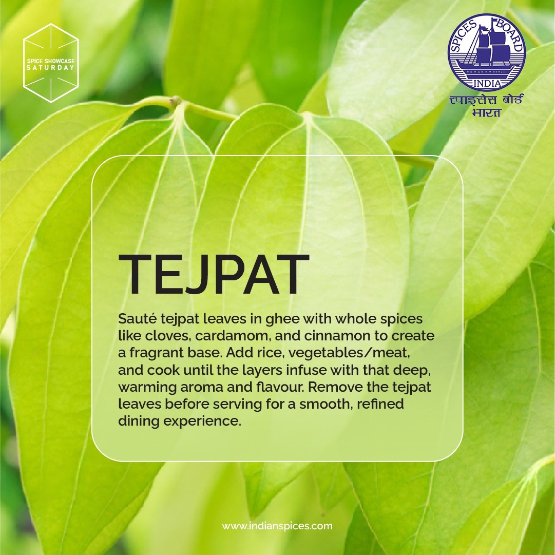 Spices_Board's tweet image. Master the art of biryani with tejpat’s magic. Its bold, sweet-spicy tones bring depth and harmony to the dish, making every spoonful aromatic and unforgettable
@DoC_GoI 
#SpiceShowcaseSaturday #TejpatBiryani #IndianRecipes #SpiceInfusion #GheeMagic