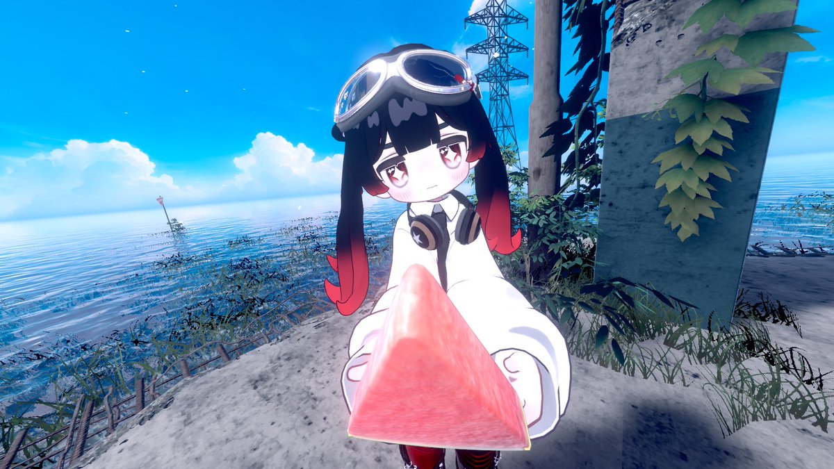 5qnn0's tweet photo. 最近暑いから夏ぽいワールドで写真撮った!
リボン付のツインテールめっちゃ可愛いし、グラデーションも綺麗に入るので是非!!!
#7coco #VRChat #Kipfel https://t.co/UNLTszzXlS