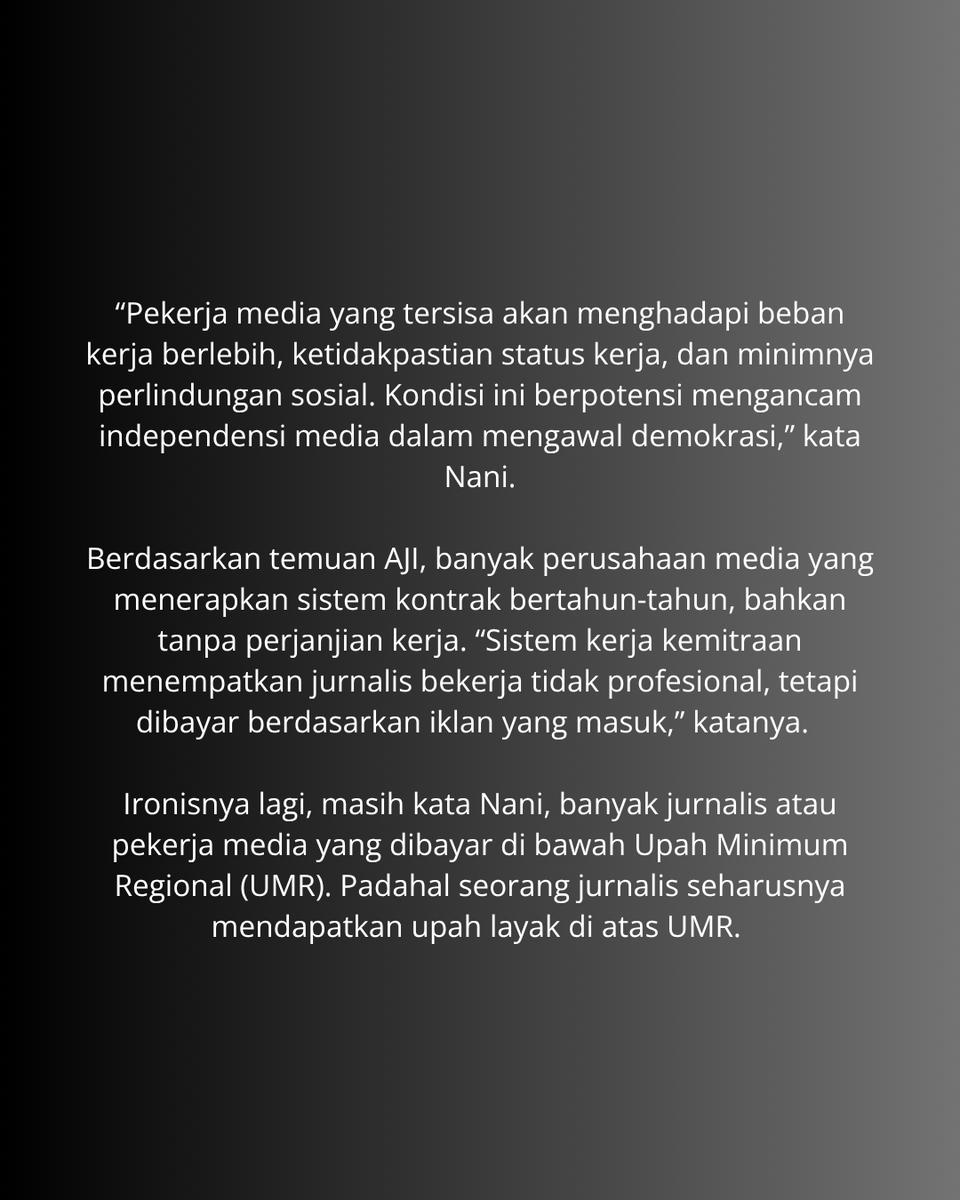 AjiYogyakarta's tweet photo. Sejumlah media arus utama yang melakukan pengurangan karyawan berdalih, PHK dilakukan karena penurunan pendapatan iklan dan perubahan strategi bisnis. https://t.co/hMdoRlCmLi