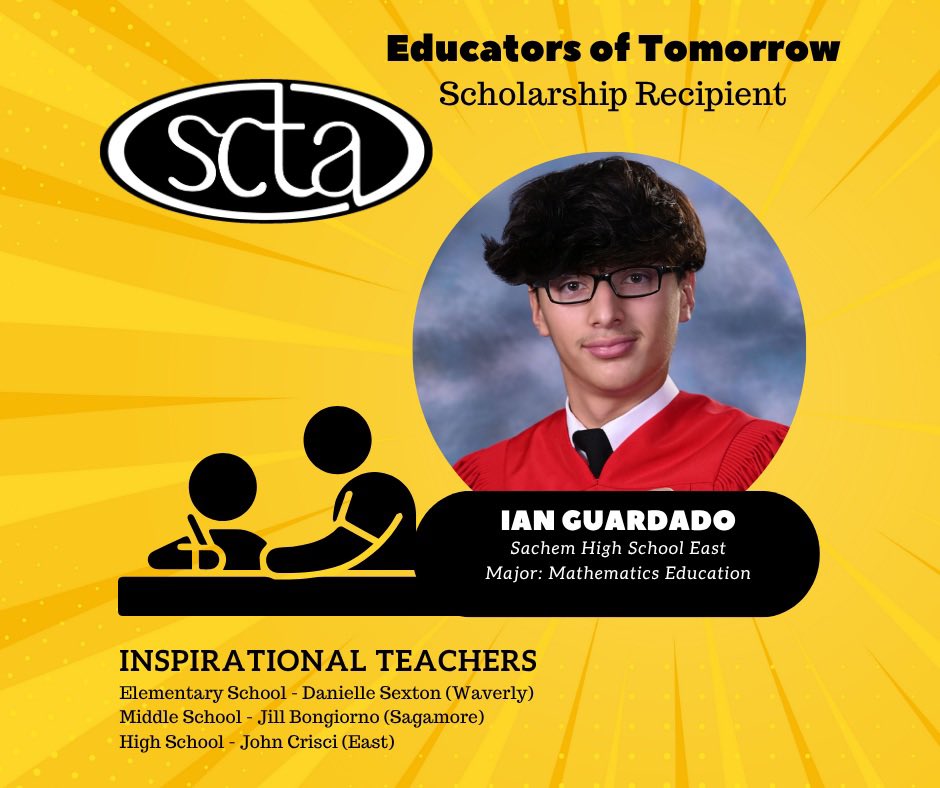 🎉 Congratulations to Ian Guardado, East HS senior and SCTA ‘Educators of Tomorrow’ scholarship winner.  Ian plans to study Math Education next year in college.  Best wishes always! 💫🎓🎊#EducatorOfTomorrow #FutureTeachers #SCTA