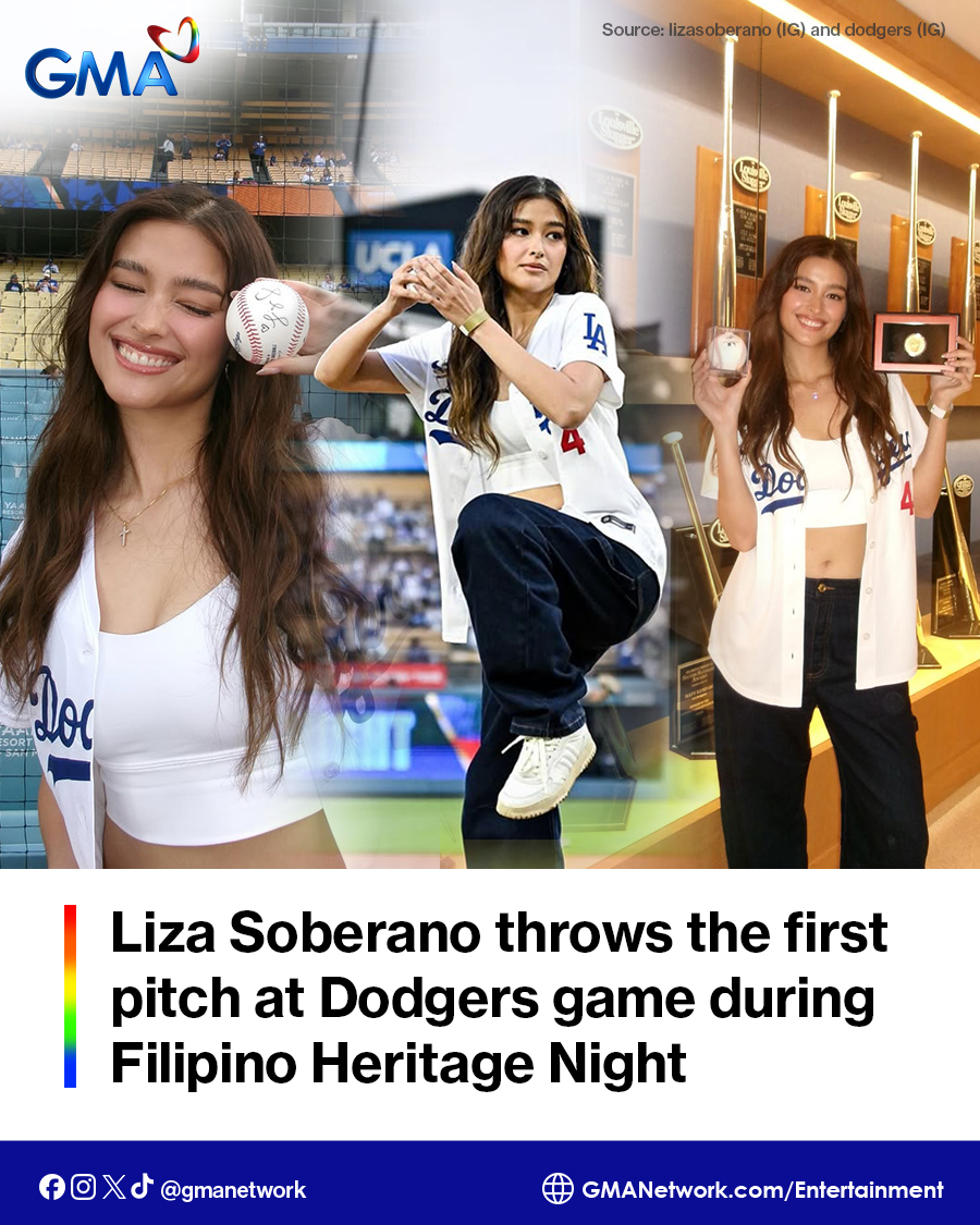 gmanetwork's tweet photo. Liza Soberano continues to rack up international appearances, this time around taking part in the celebration of Filipino Heritage Night with an American baseball team.

She recently threw the first pitch for the Dodgers versus Mets game for 'Filipino Heritage Night,' with photos posted on both hers and the Dodgers' official Instagram account.

Read more HERE: https://t.co/iYizzTBJH4