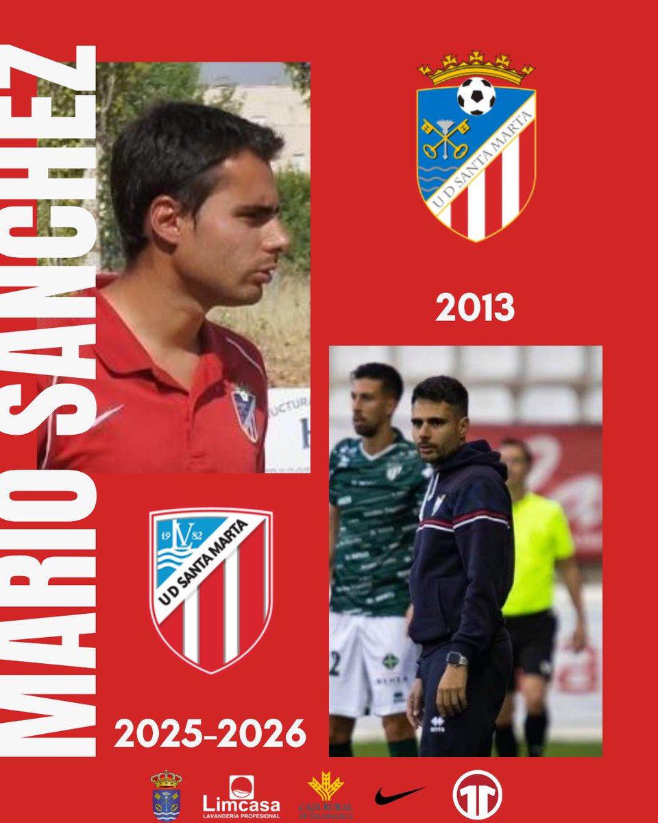 Nos complace anunciar la vuelta de Mario Sánchez, que estará al frente del primer equipo de cara a la temporada 2025-2026.
 
El entrenador salmantino inició su periplo en los banquillos precisamente en la Unión Deportiva Santa Marta, consiguiendo el ascenso a la Tercera División