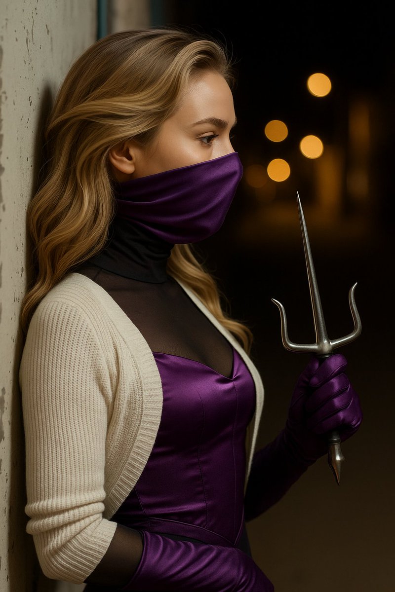 pic4safari's tweet image. A sweet lady walked down a quiet lane. But in the shadows, she paused. Unbuttoning her #Macramé sweater, a sleek ninja suit gleams under the moonlight. 😈
Mask on, #Sai in her grip. Tonight, she’s no longer so sweet. She’s naughty, cruel, unstoppable. Her name is #Mileena 💀