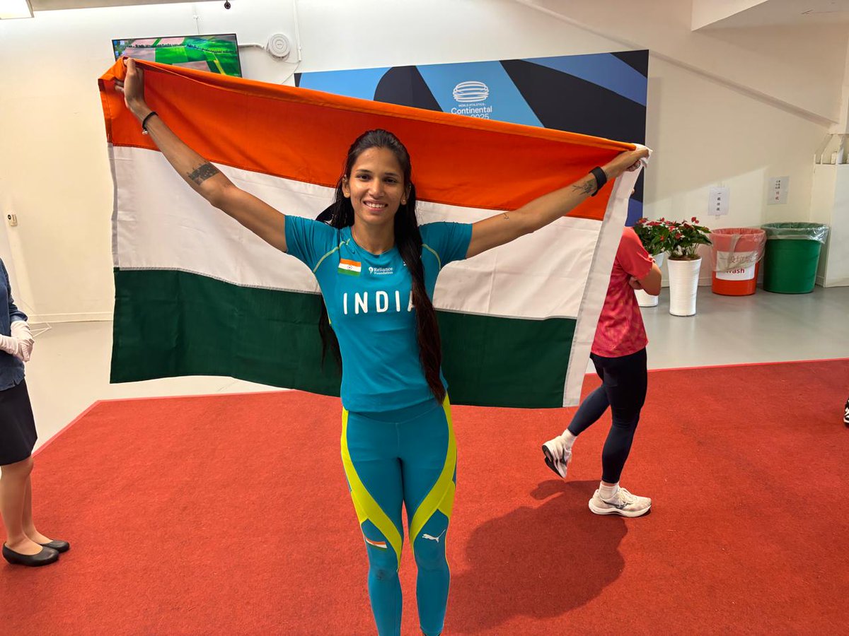 Rahul Trehan (@imrahultrehan) on Twitter photo Hurdler Jyothi Yarraji wins GOLD medal in 100m Hurdles at Taiwan Athletics Open (Continental Bronze event). She clocked 12.99s.
Congratulations #JyothiYarrajj <a href="/afiindia/">Athletics Federation of India</a> Hurdler Jyothi Yarraji wins GOLD medal in 100m Hurdles at Taiwan Athletics Open (Continental Bronze event). She clocked 12.99s.
Congratulations #JyothiYarrajj <a href="/afiindia/">Athletics Federation of India</a>