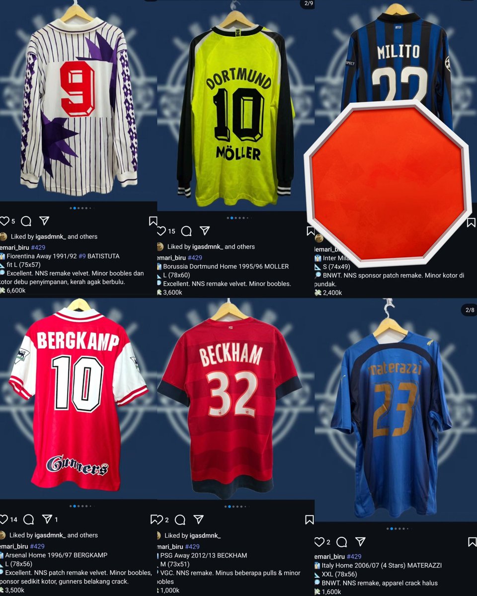 #426 <a href="/Jerseyforum/">Si Paling Jersey</a> NEW DROPS!
1. Fiorentina Away 91/92
2. Italy Home 2006/07
3. PSG Away 2012/13
4. Inter SOLD
5. Arsenal Home 1996/97
6. Dortmund Home 1995/96

Detail di gambar yak atau meluncur ke:

📷 IG instagram.com/lemari_biru
☎️  WA +6281110067132
#jersey4sale
