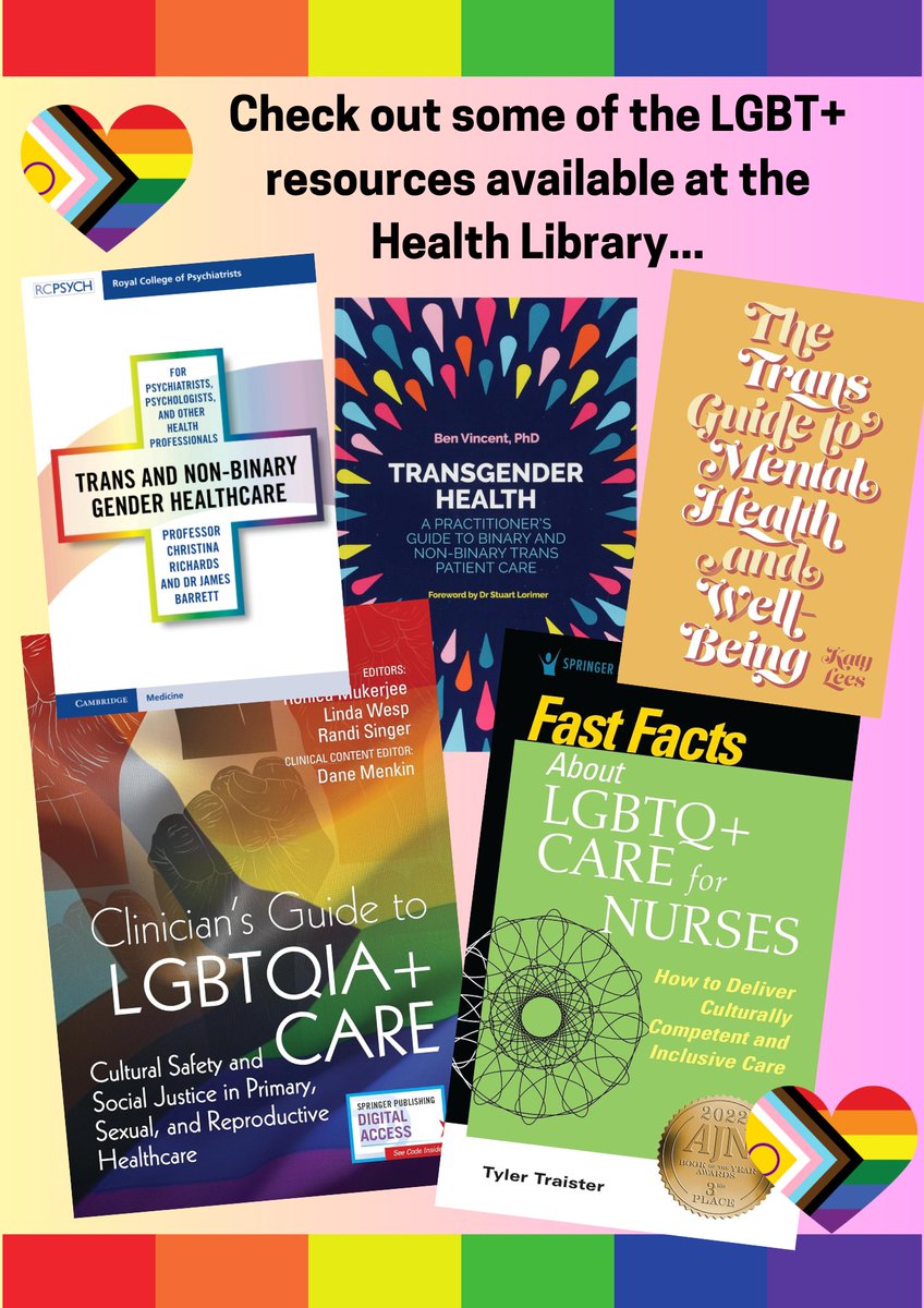 CECLibrary's tweet image. Pop into the Health Library this Pride Month and check out some of our LGBT+ resources #Pride2025 #StokePride #HealthLibrary #RoyalStoke