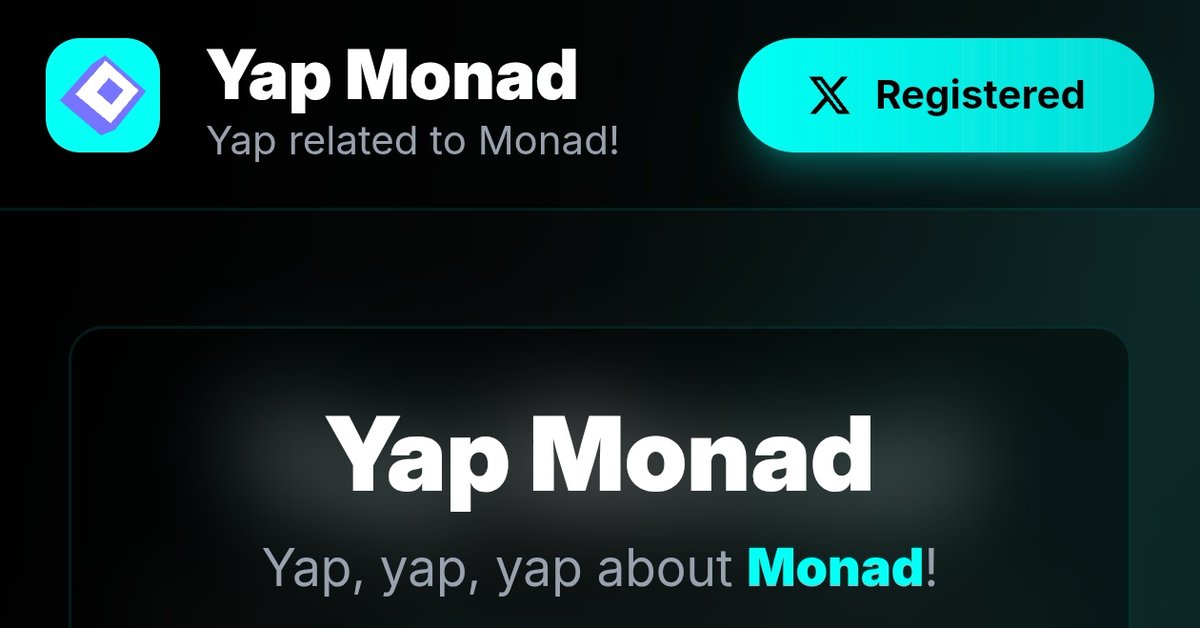 Monad's Own Infofi platform

Sui has its own infofi platform. Monad is doing the same 👀

👉 Go to: yapmonad.com

➢ Connect 𝕏

➢ Register

👉 Built by Berzan OG, Monad community member