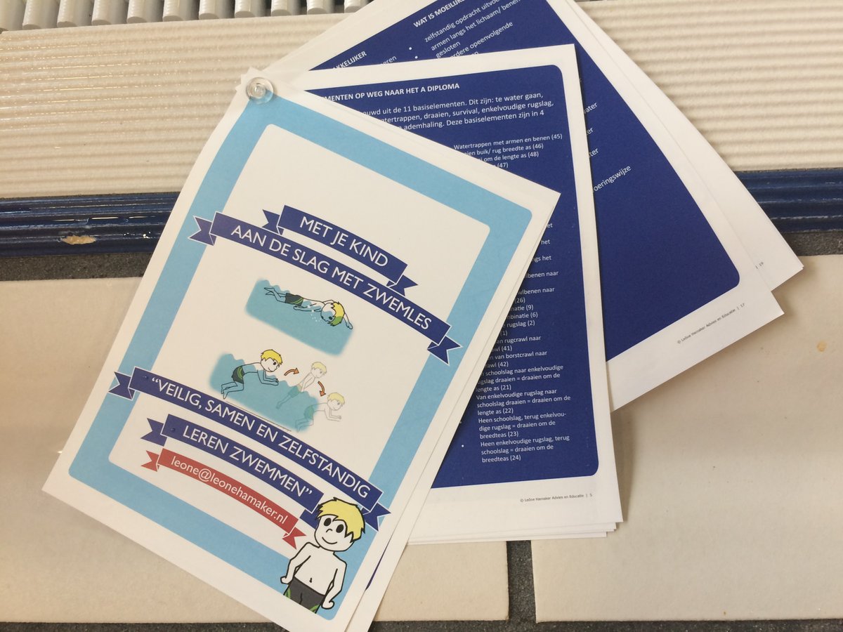 Ouders geef zelf "vakantiezwemles"!
Hoe doe je dat? Natuurlijk ga je lekker zwemmen. Doe leuke spelletjes samen. Materialen van de bodem opduiken, door poortjes gaan, alles is goed. En schaf voor €29,95 een handleiding aan owww.zwemstuurkaarten.nl.