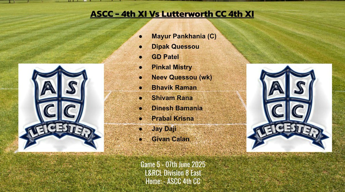 Line ups for Saturday 7th June 2025 🏏