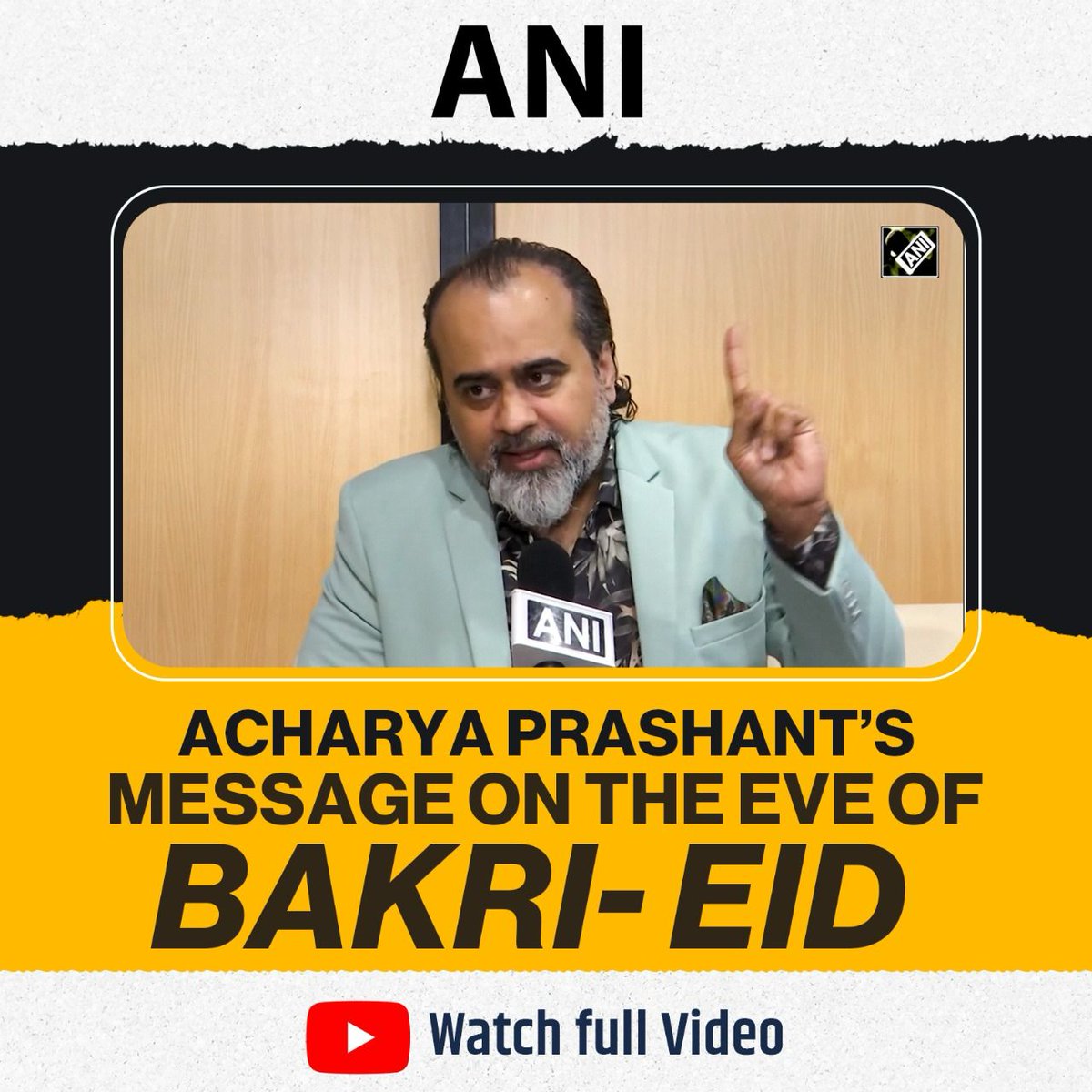 Acharya Prashant (@advait_prashant) on Twitter photo Acharya PrashantтАЩs bold voice for compassion & conscious celebration on Eid al-Adha:
ANI News:
youtube.com/watch?v=QC0myOтАж
News24:
youtube.com/watch?v=O9zDj3тАж
Punjab Kesari:
youtube.com/watch?v=OysKFMтАж
Vistaar Digital:
youtube.com/watch?v=5gp2HsтАж
ABP Live: abplive.com/states/delhi-nтАж
Janta Acharya PrashantтАЩs bold voice for compassion & conscious celebration on Eid al-Adha:
ANI News:
youtube.com/watch?v=QC0myOтАж
News24:
youtube.com/watch?v=O9zDj3тАж
Punjab Kesari:
youtube.com/watch?v=OysKFMтАж
Vistaar Digital:
youtube.com/watch?v=5gp2HsтАж
ABP Live: abplive.com/states/delhi-nтАж
Janta