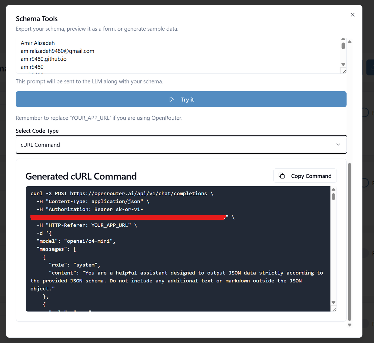 amirdev1997's tweet photo. I just launched a little free tool made with Dyad that helps you generate and debug JSON Schemas

super handy if you're working with LLM structured outputs like OpenAI's.
Give it a try, and let me know what you think about it!

#ChatGPT #OpenAI #LLM 

https://t.co/w4nRsRvREk https://t.co/ZAbaUFx5Z2