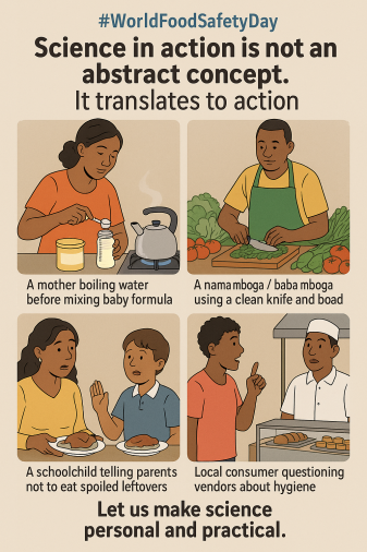 #WorldFoodSafetyDay2025 theme #ScienceInAction   is a reminder that science must meet people where they are. 
<a href="/Consumers_Kenya/">Consumer Grassroots</a>